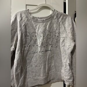 J CREW David Sheldrick Womens Save More Elephants Gray Sweatshirt Elephant M